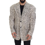 Dolce & Gabbana White Leopard Single Breasted Coat Blazer JKT3445 - 50
