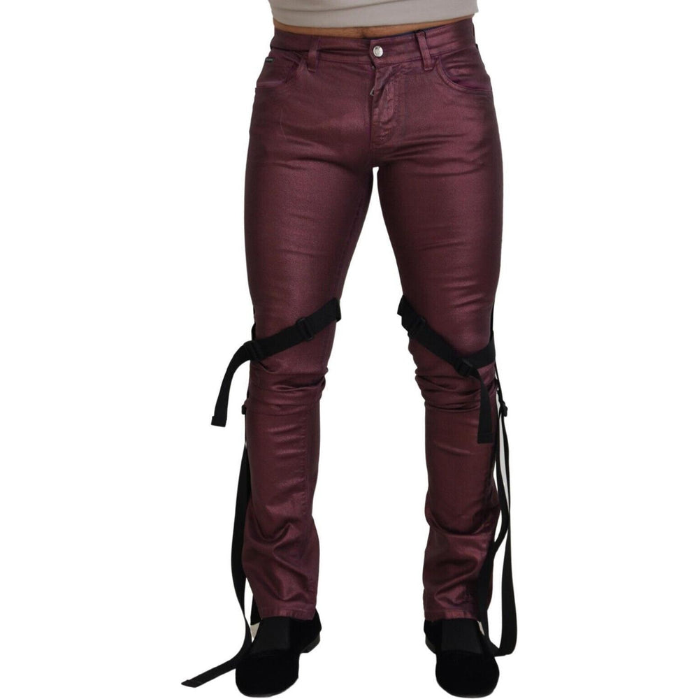 Dolce & Gabbana Elegant Magenta Cotton Trousers Dolce & Gabbana Dark Slate Gray