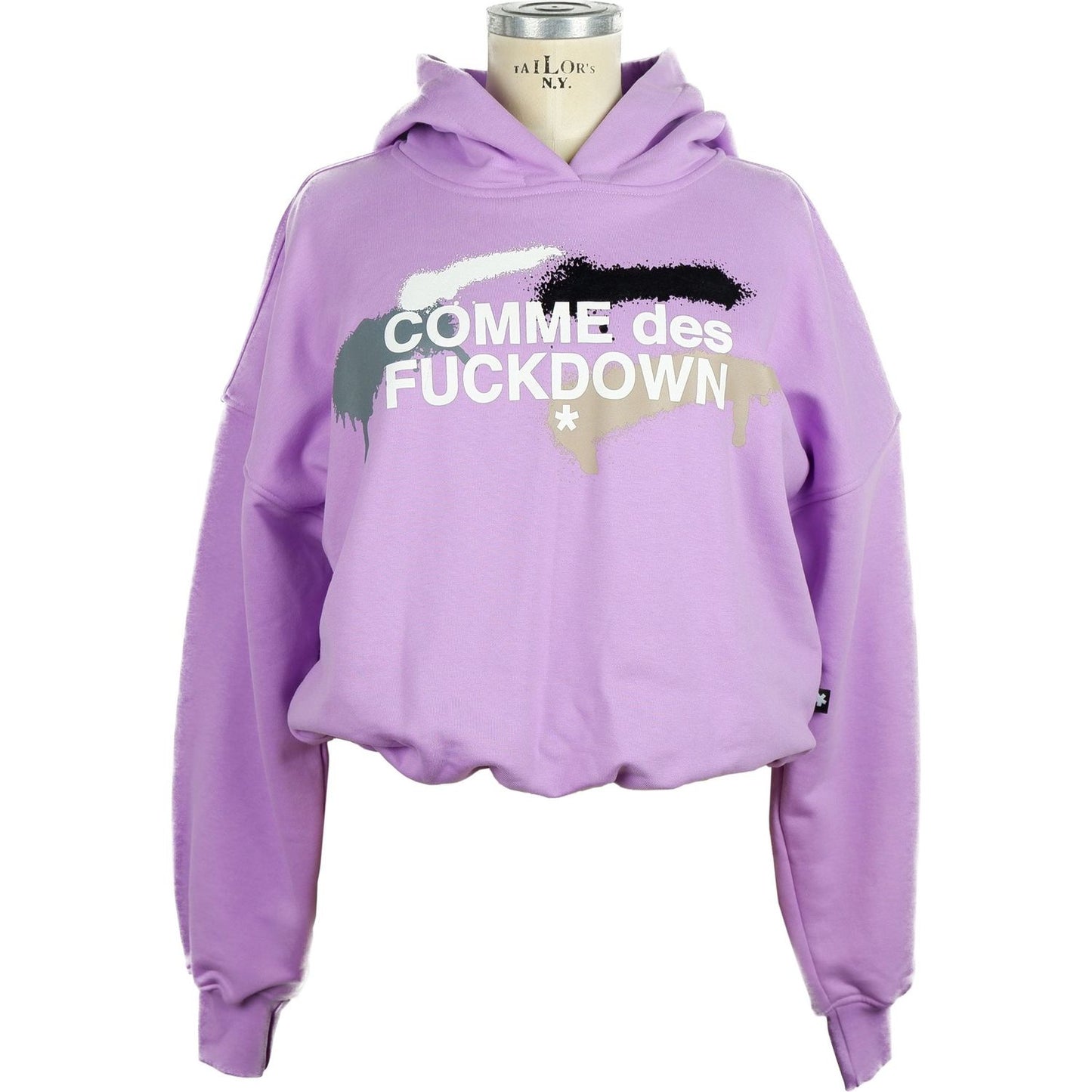 Comme Des Fuckdown Chic Purple Hooded Sweatshirt with Logo Print Comme Des Fuckdown Plum