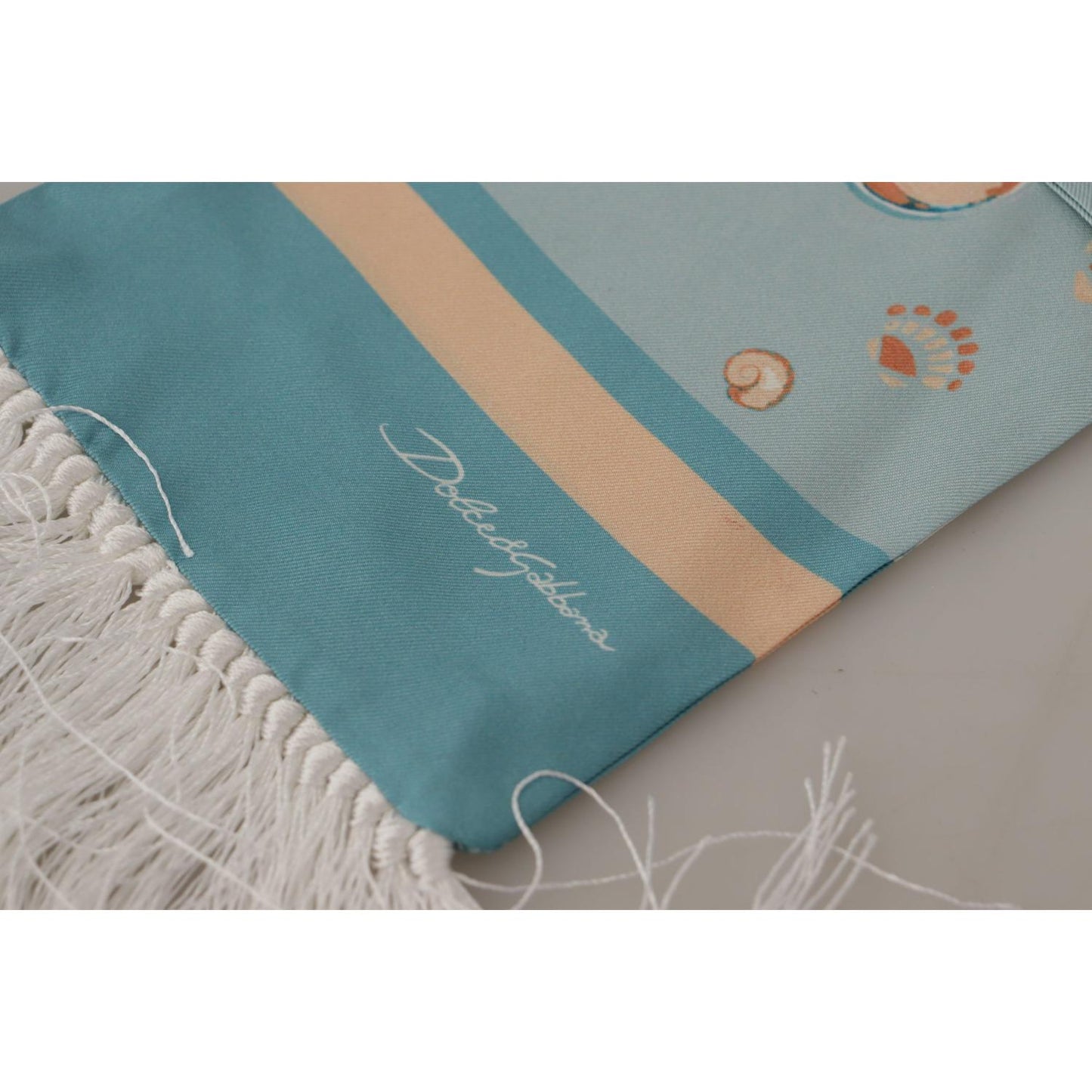 Dolce & Gabbana Elegant Silk Scarf with Shell Motif Dolce & Gabbana Light Slate Gray