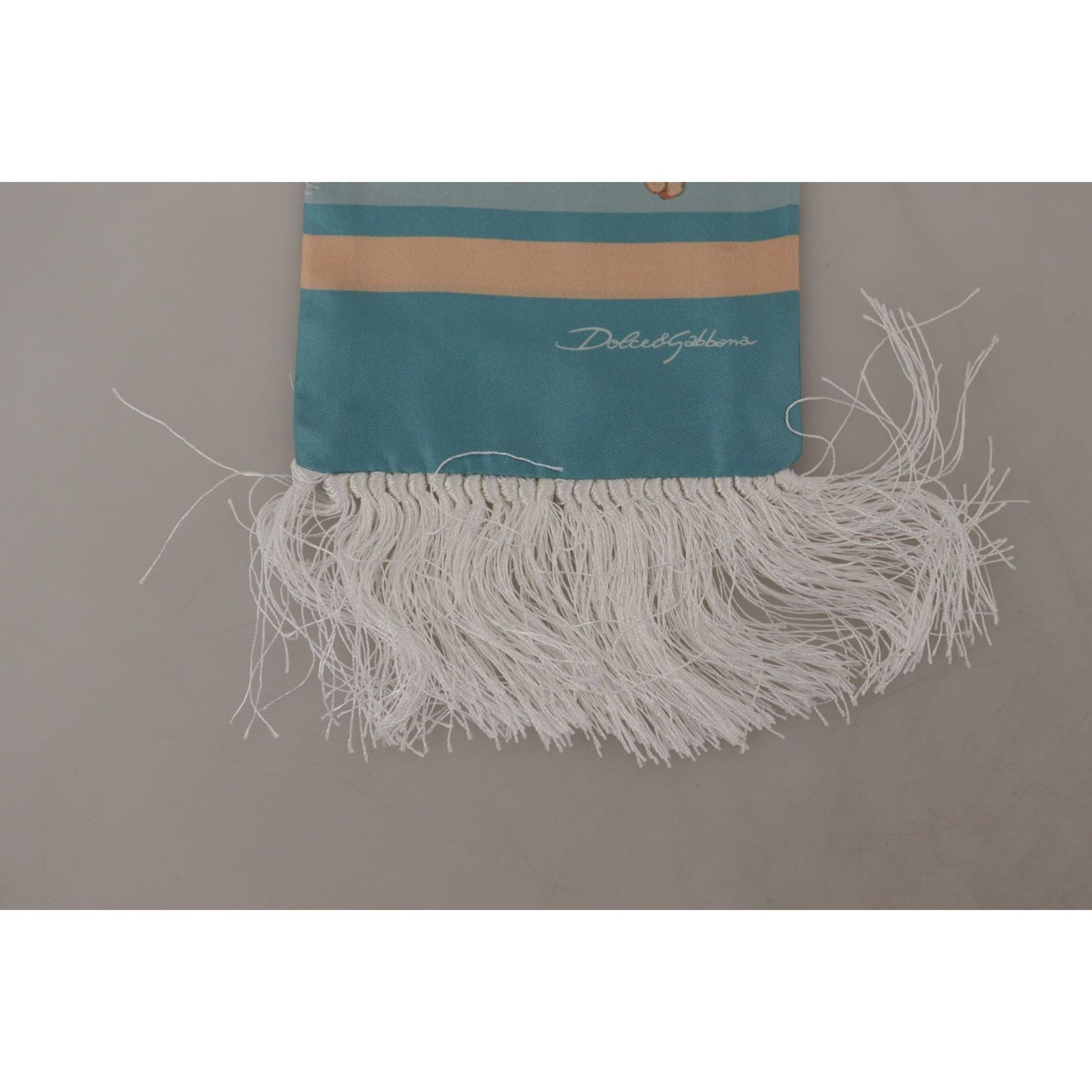 Dolce & Gabbana Elegant Silk Scarf with Shell Motif Dolce & Gabbana Light Slate Gray
