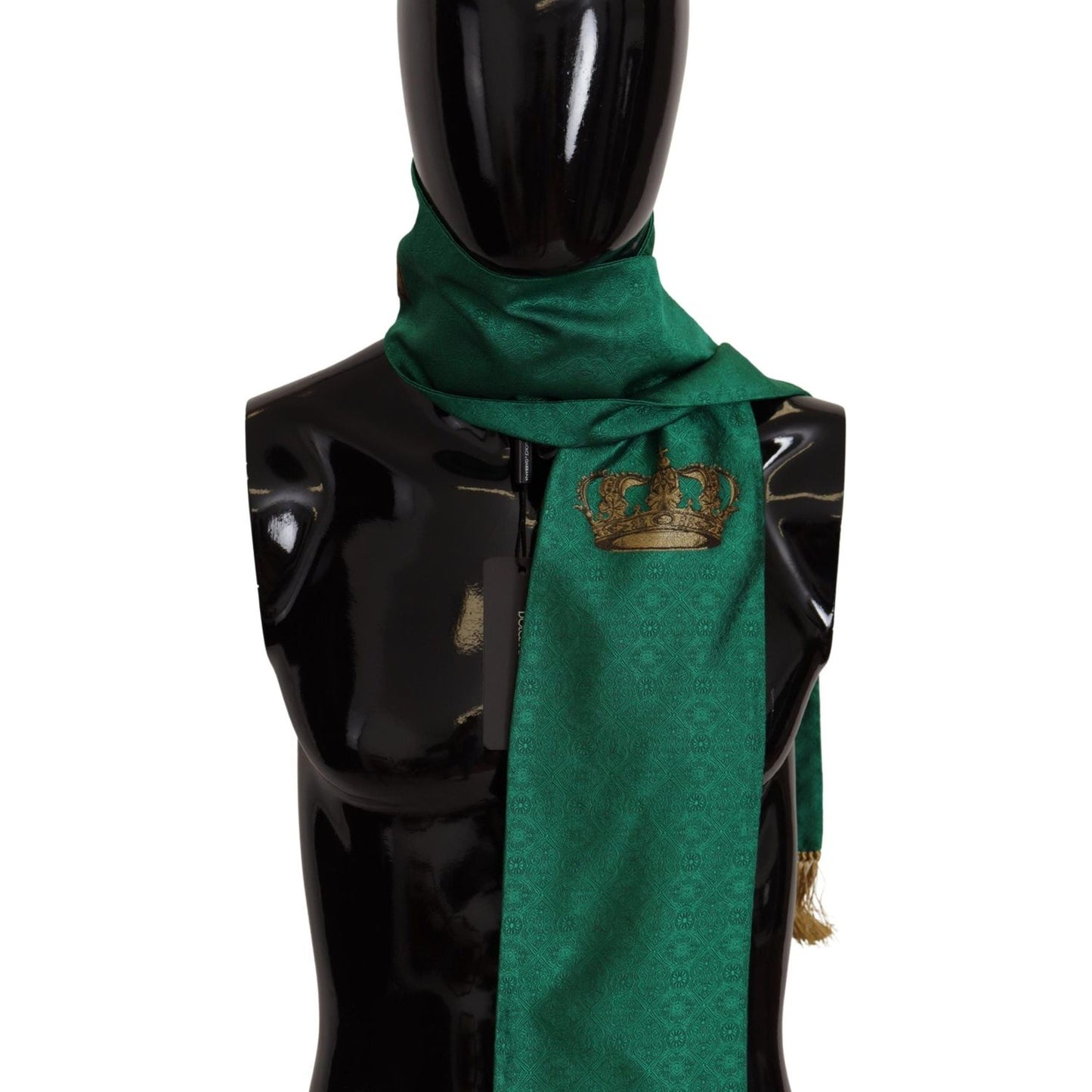 Dolce & Gabbana Elegant Green Silk Blend Men's Scarf Dolce & Gabbana Black