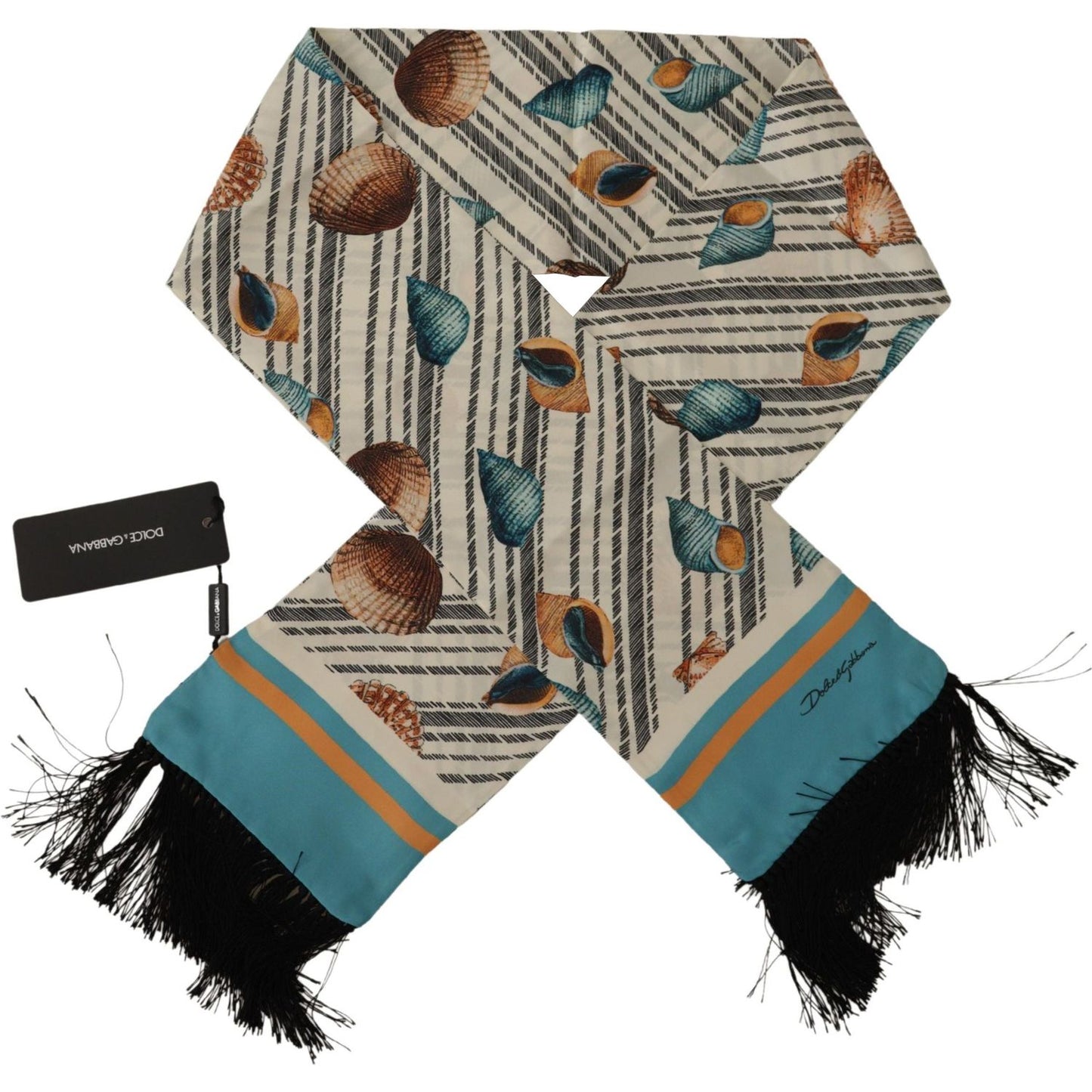 Dolce & Gabbana Multicolor Silk Seashell Printed Scarf Dolce & Gabbana Dark Slate Gray