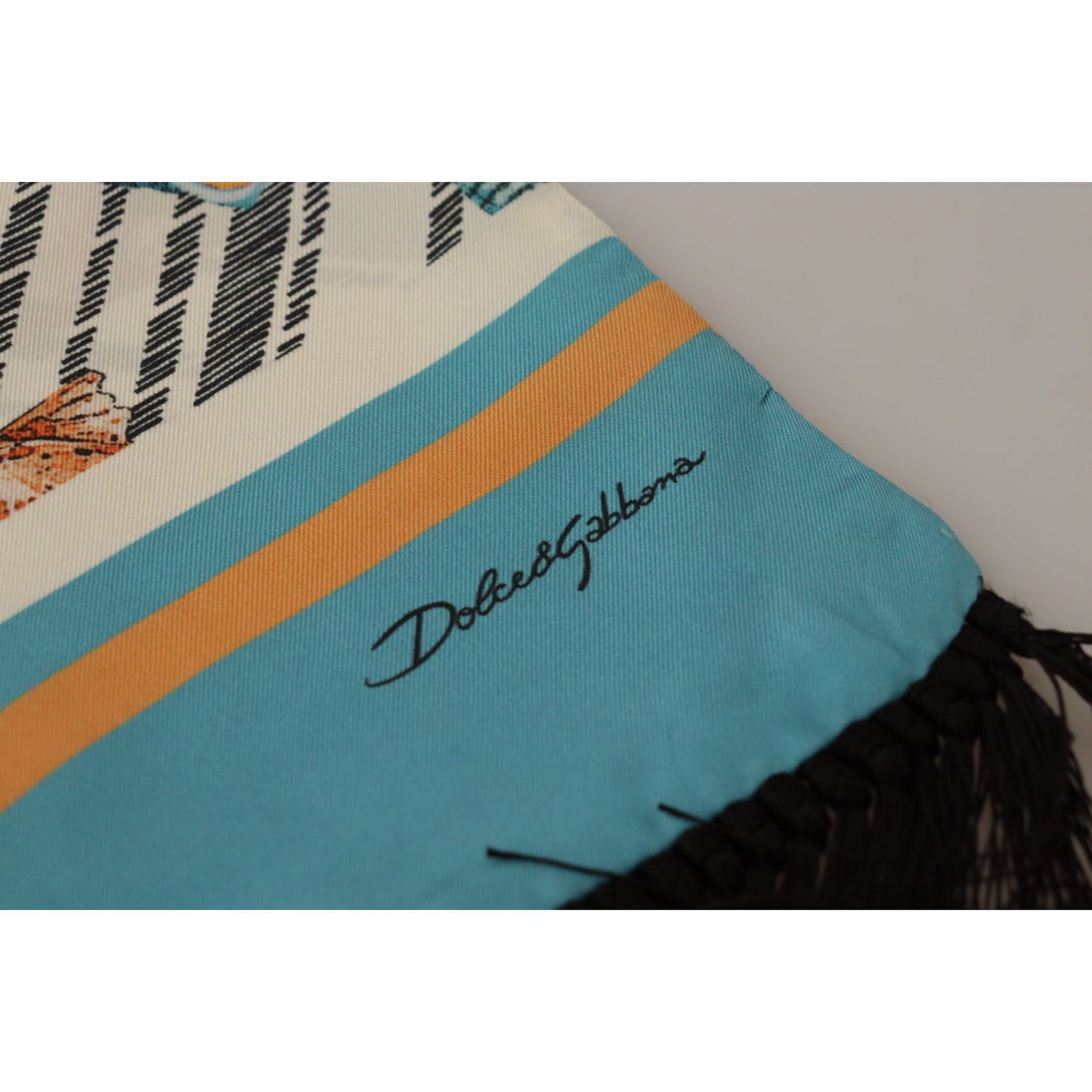 Dolce & Gabbana Multicolor Silk Seashell Printed Scarf Dolce & Gabbana Slate Gray