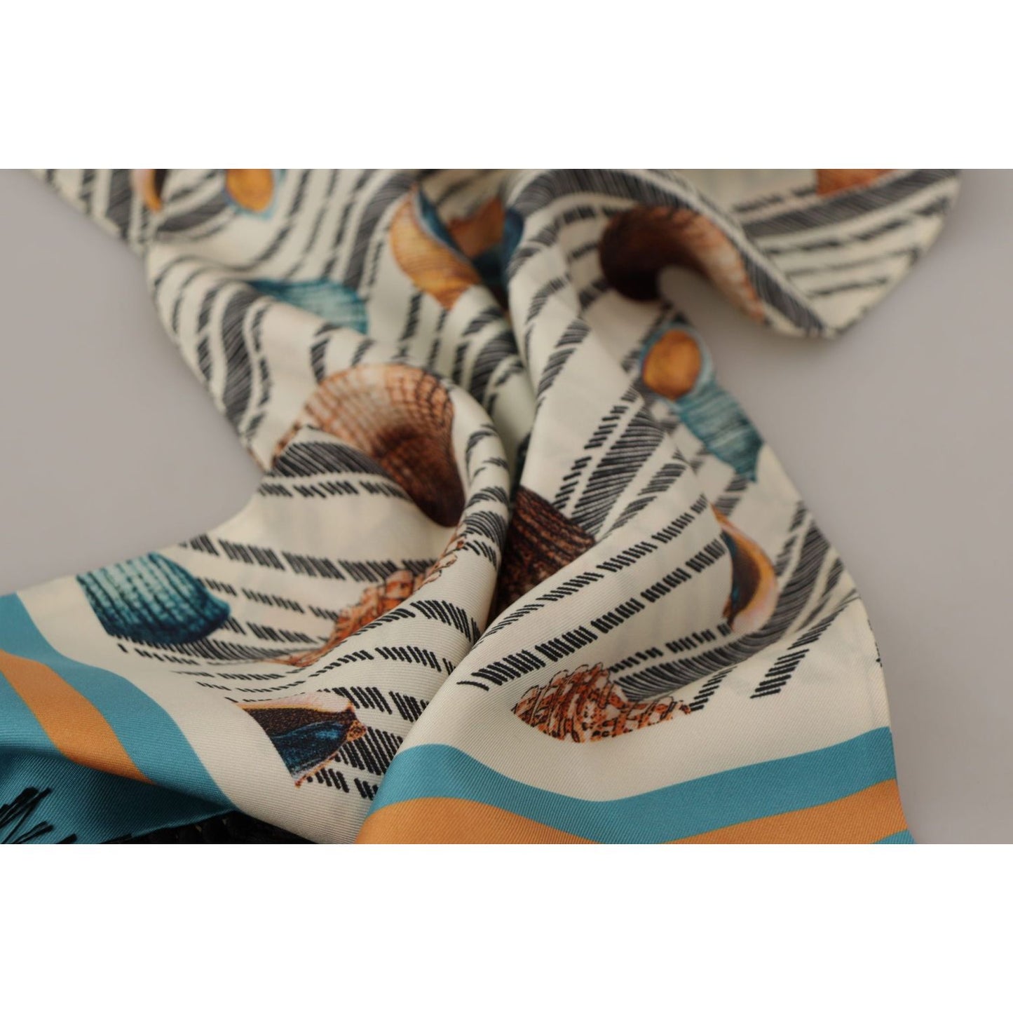 Dolce & Gabbana Multicolor Silk Seashell Printed Scarf Dolce & Gabbana Rosy Brown