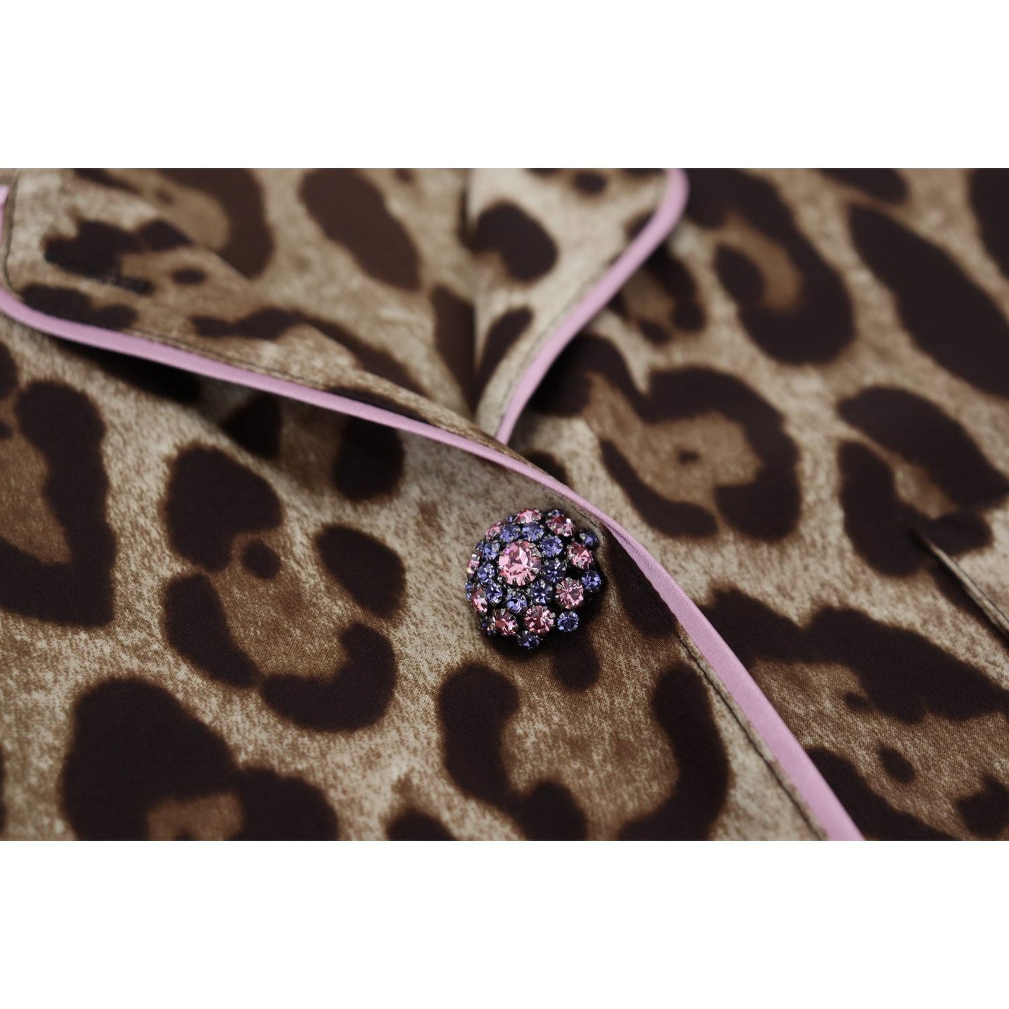 Dolce & Gabbana Elegant Silk Leopard Print Collared Top Dolce & Gabbana Dark Slate Gray