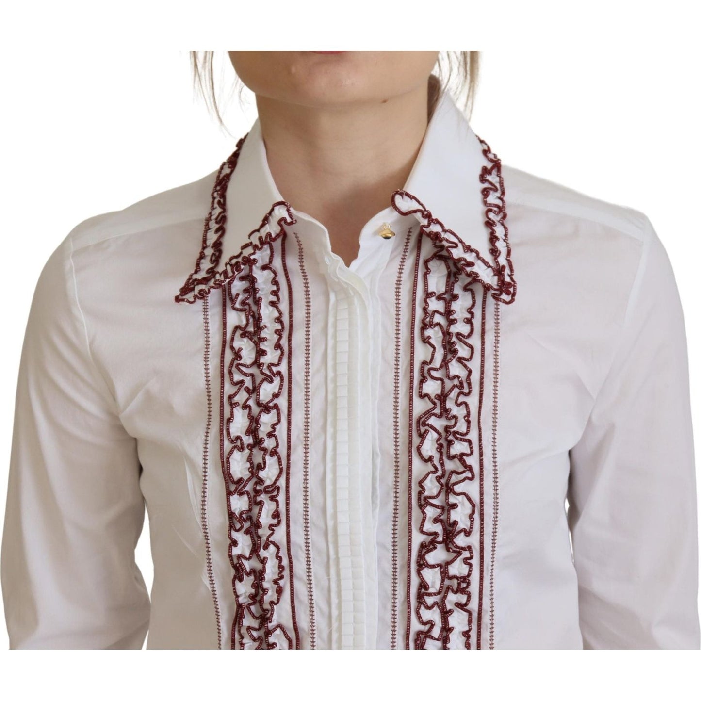 Dolce & Gabbana Elegant White Cotton Polo Top Dolce & Gabbana Gray