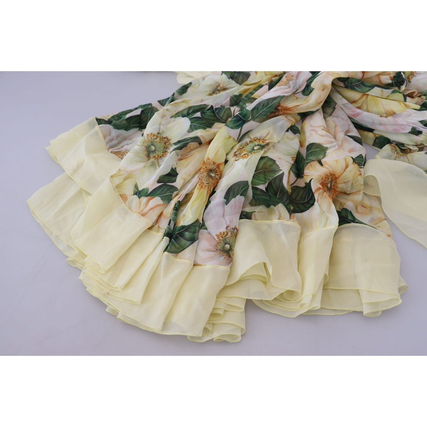 Dolce & Gabbana Floral Silk Pleated Maxi Dress Dolce & Gabbana Gray