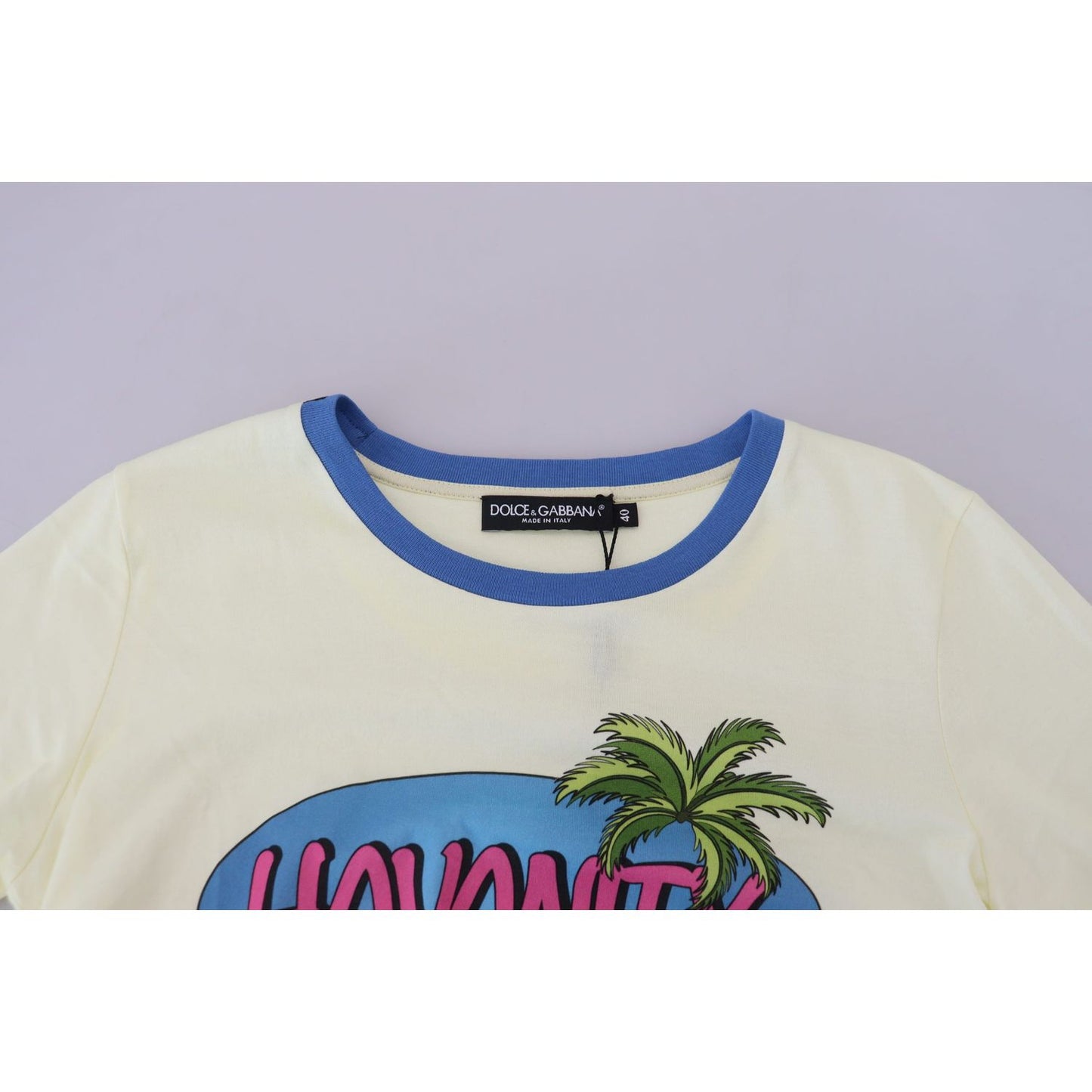 Dolce & Gabbana Elegant Yellow Cotton Tee with Chic Print Dolce & Gabbana Gray