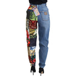 Dolce & Gabbana Patchwork Jacquard Blue Denim Luxury Jeans Dolce & Gabbana Dark Slate Gray