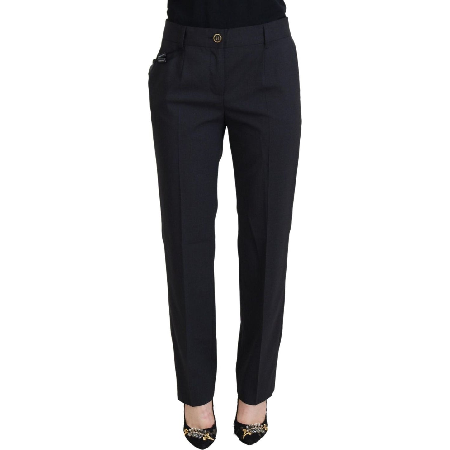 Dolce & Gabbana Chic Grey Wool Blend Pants for Elevated Style Dolce & Gabbana Black