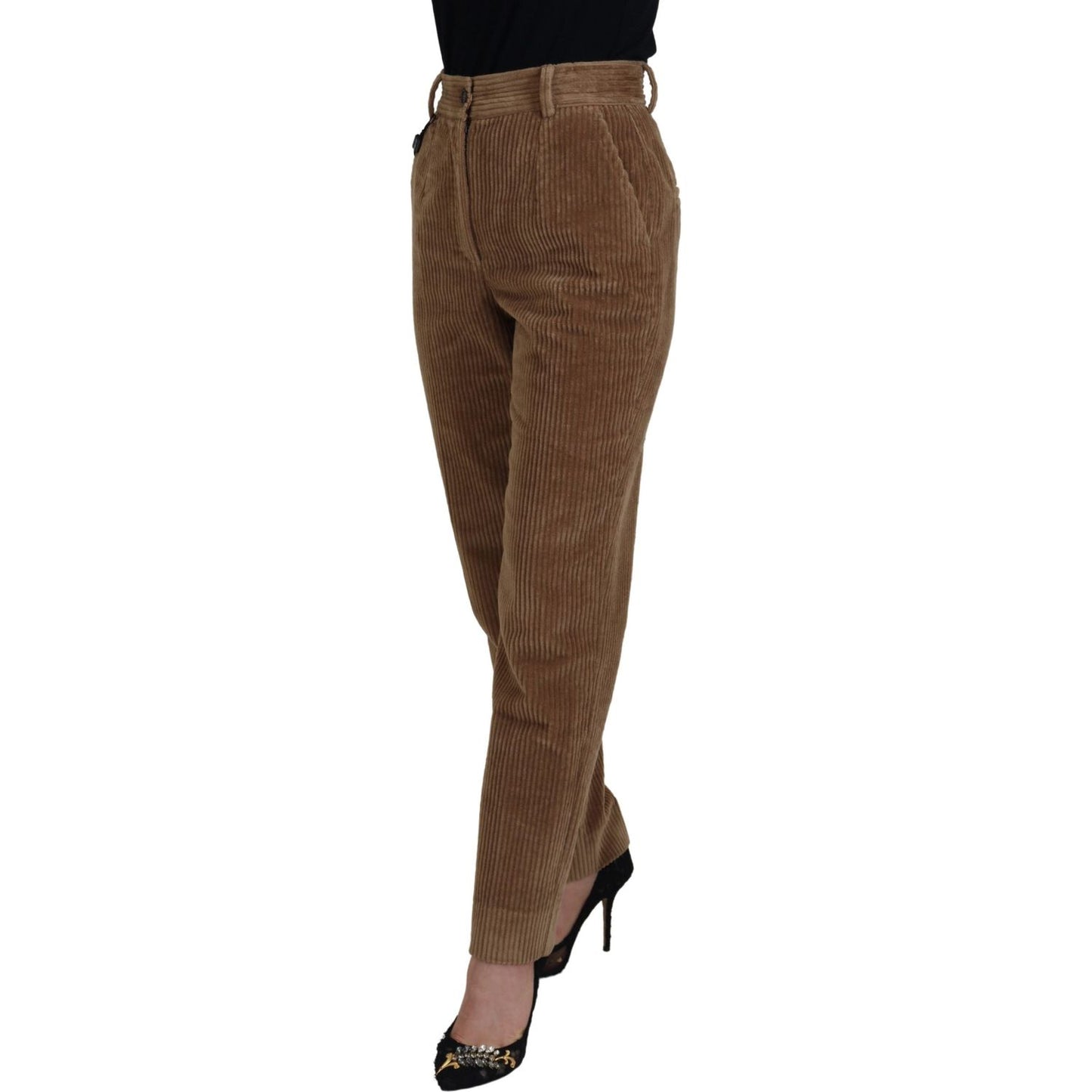 Dolce & Gabbana Elegant Brown Corduroy Pants for Sophisticated Style Dolce & Gabbana Dark Olive Green