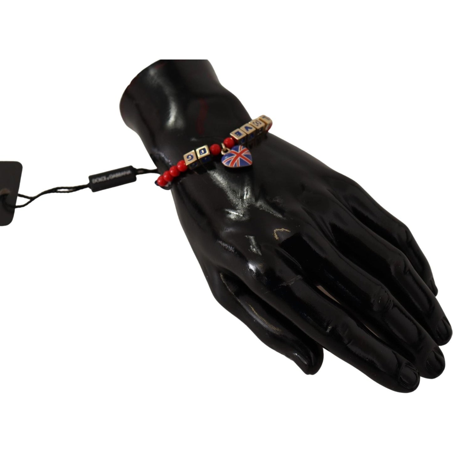 Dolce & Gabbana Elegant Blue, Red Glass & Zama Bracelet Bracelet Dolce & Gabbana Black