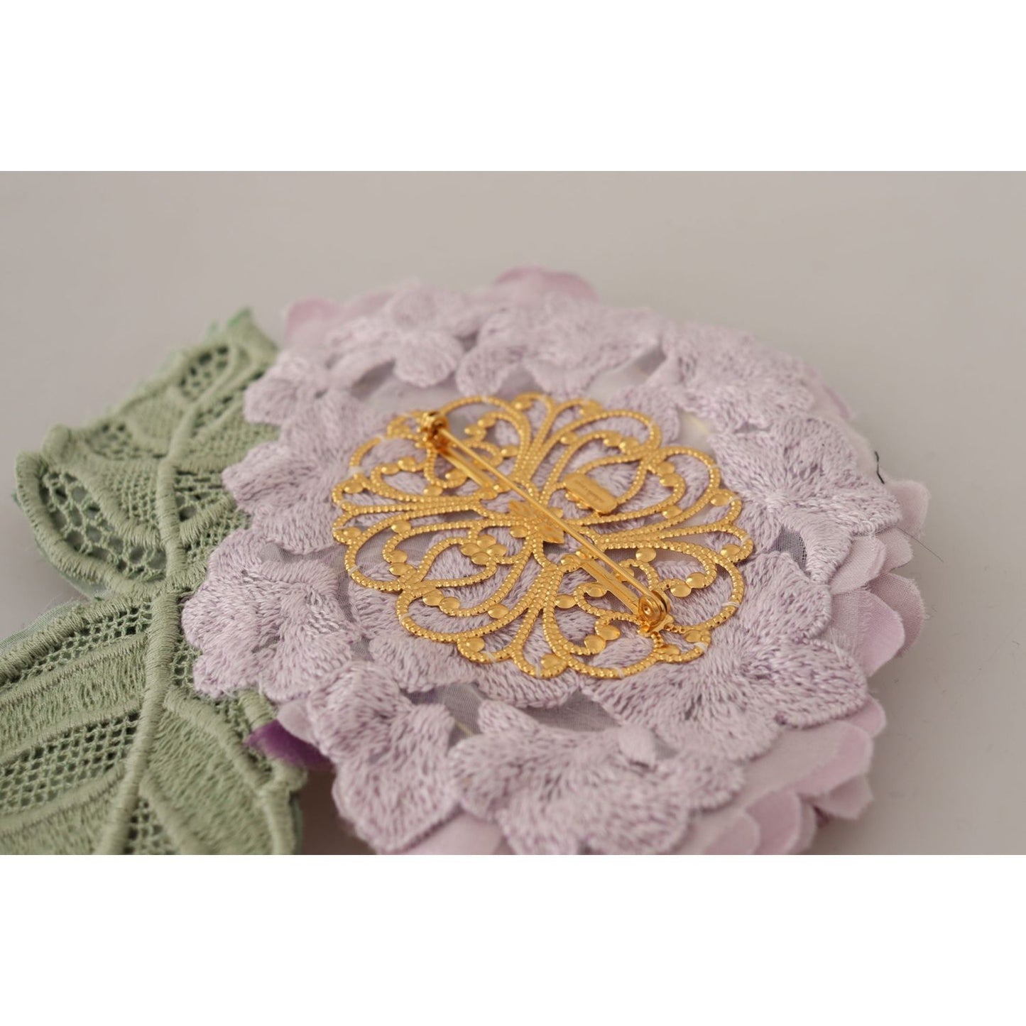 Dolce & Gabbana Elegant Purple Floral Silk Blend Brooch Brooch Dolce & Gabbana Rosy Brown