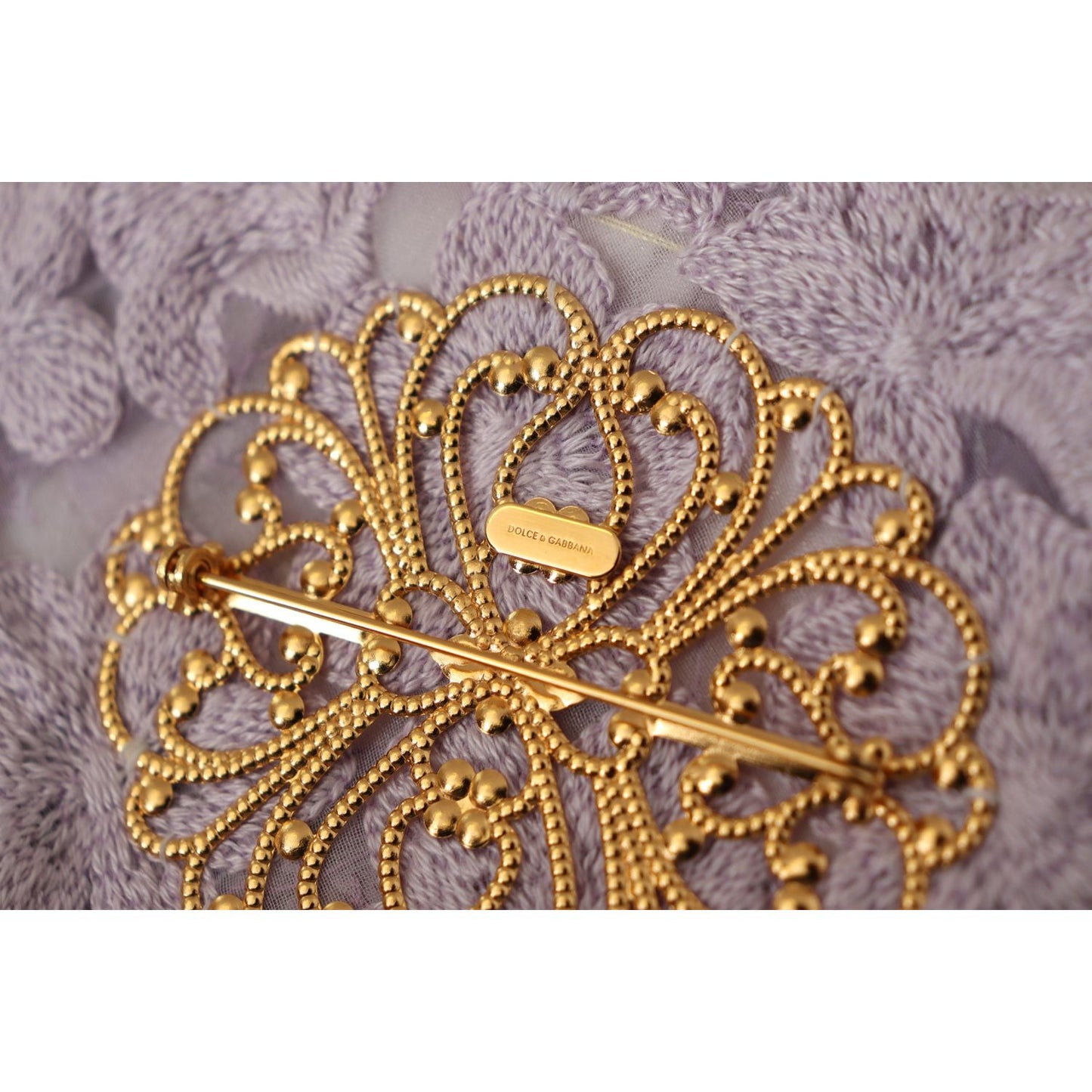 Dolce & Gabbana Elegant Purple Floral Silk Blend Brooch Brooch Dolce & Gabbana Rosy Brown