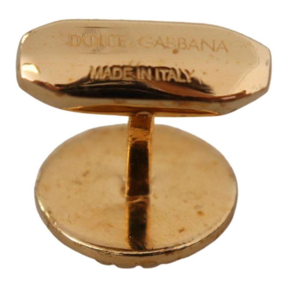 Dolce & Gabbana Elegant Gold Plated Brass Men's Cufflinks Cufflinks Dolce & Gabbana Dark Khaki