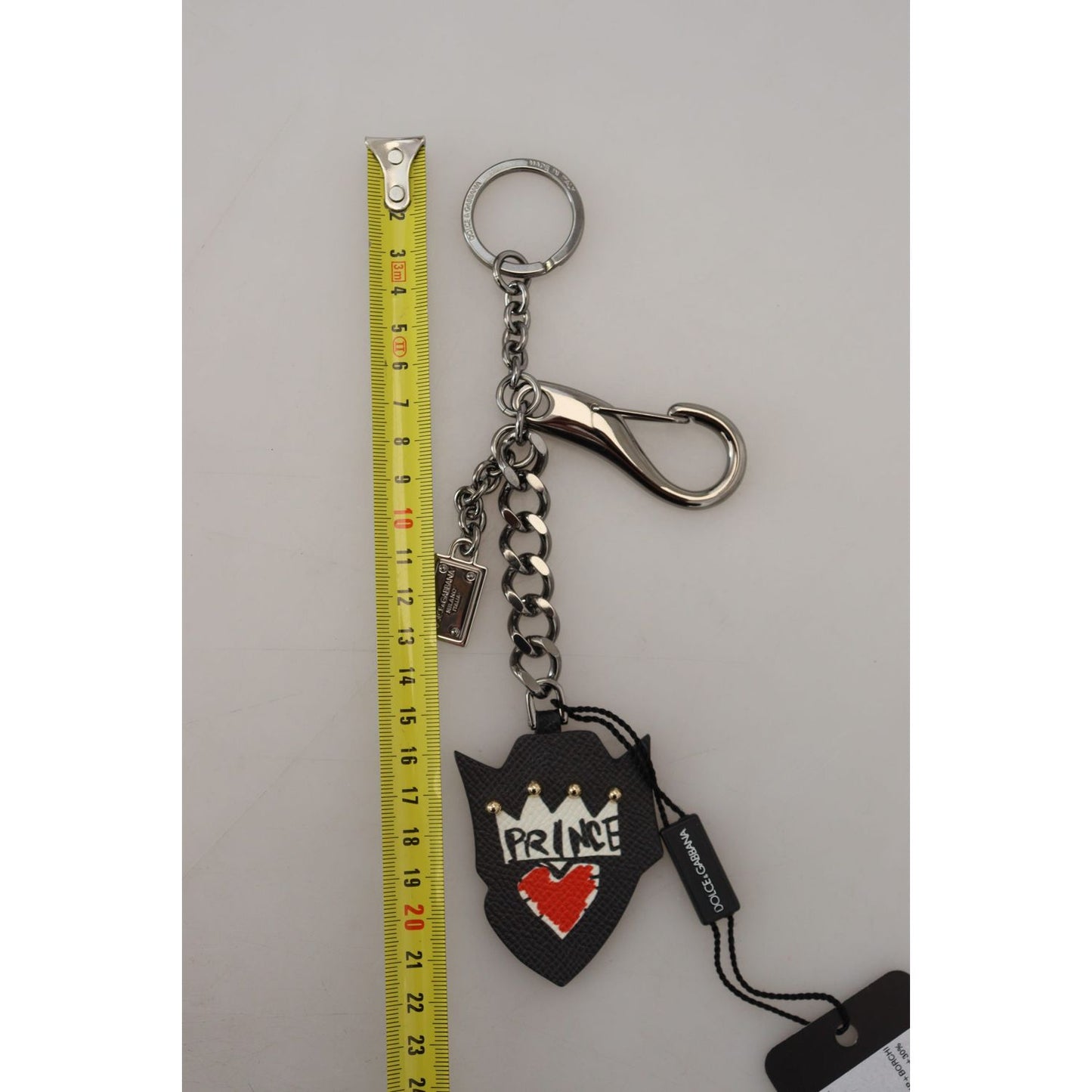 Dolce & Gabbana Elegant Silver and Black Designer Keychain Dolce & Gabbana Dark Gray