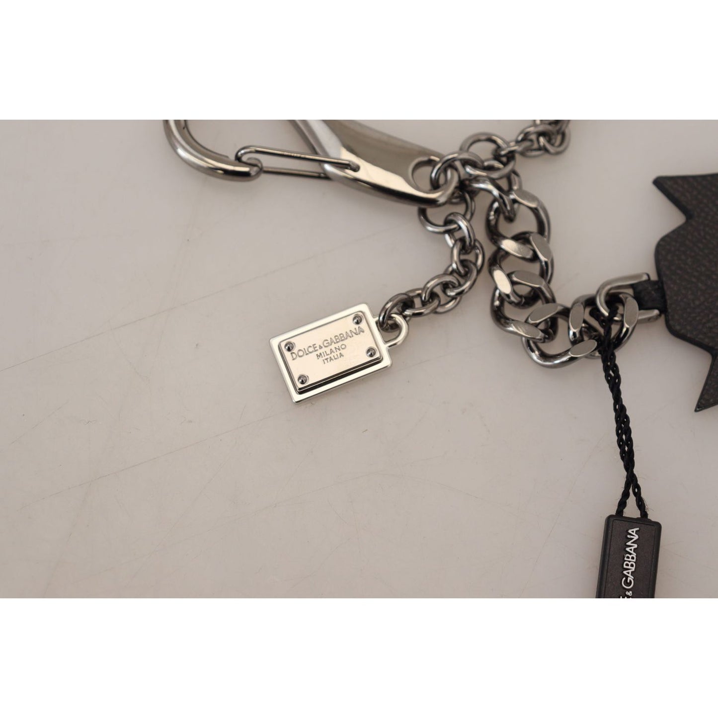 Dolce & Gabbana Elegant Silver and Black Designer Keychain Dolce & Gabbana Dark Gray