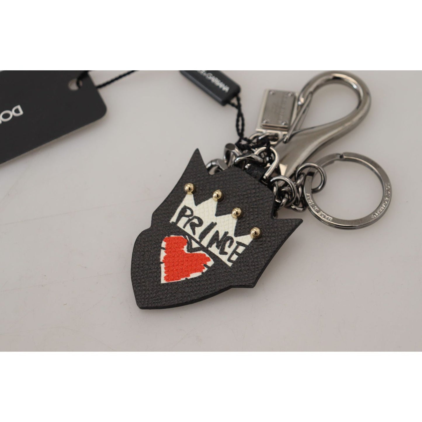 Dolce & Gabbana Elegant Silver and Black Designer Keychain Dolce & Gabbana Gray