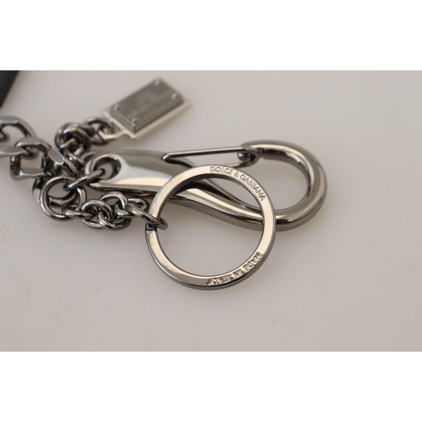 Dolce & Gabbana Elegant Silver and Black Designer Keychain Dolce & Gabbana Gray