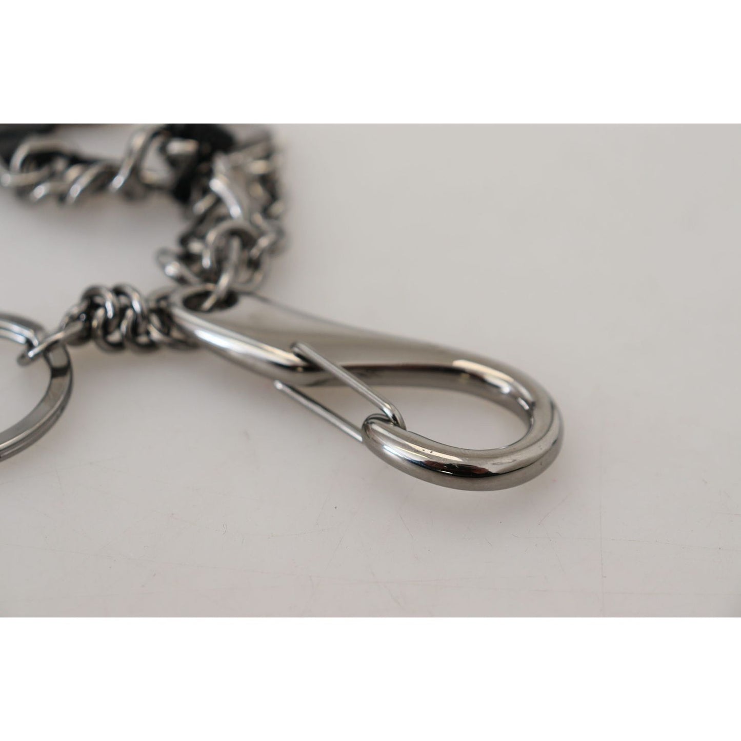 Dolce & Gabbana Elegant Silver and Black Designer Keychain Dolce & Gabbana Gray