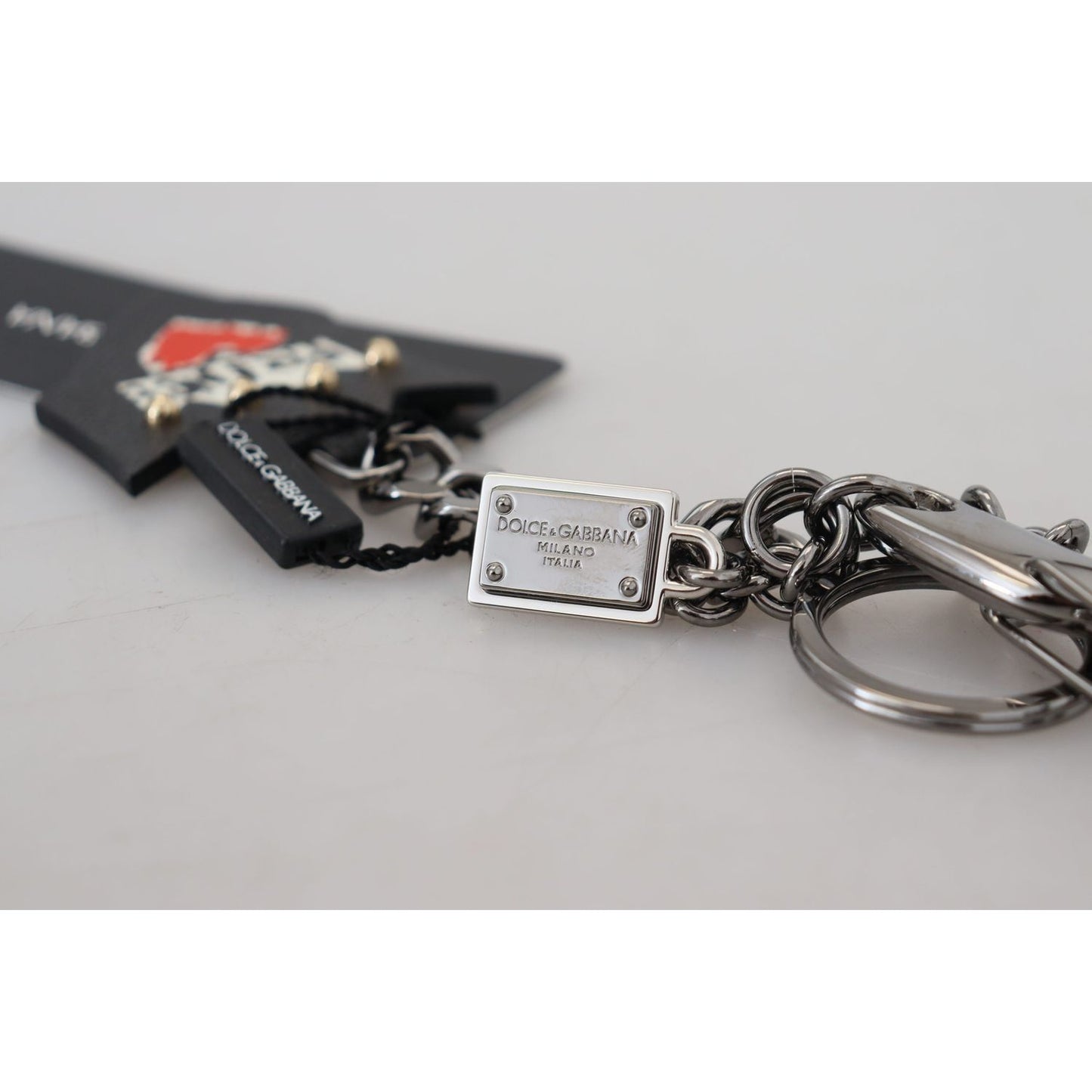 Dolce & Gabbana Elegant Silver and Black Designer Keychain Dolce & Gabbana Gray