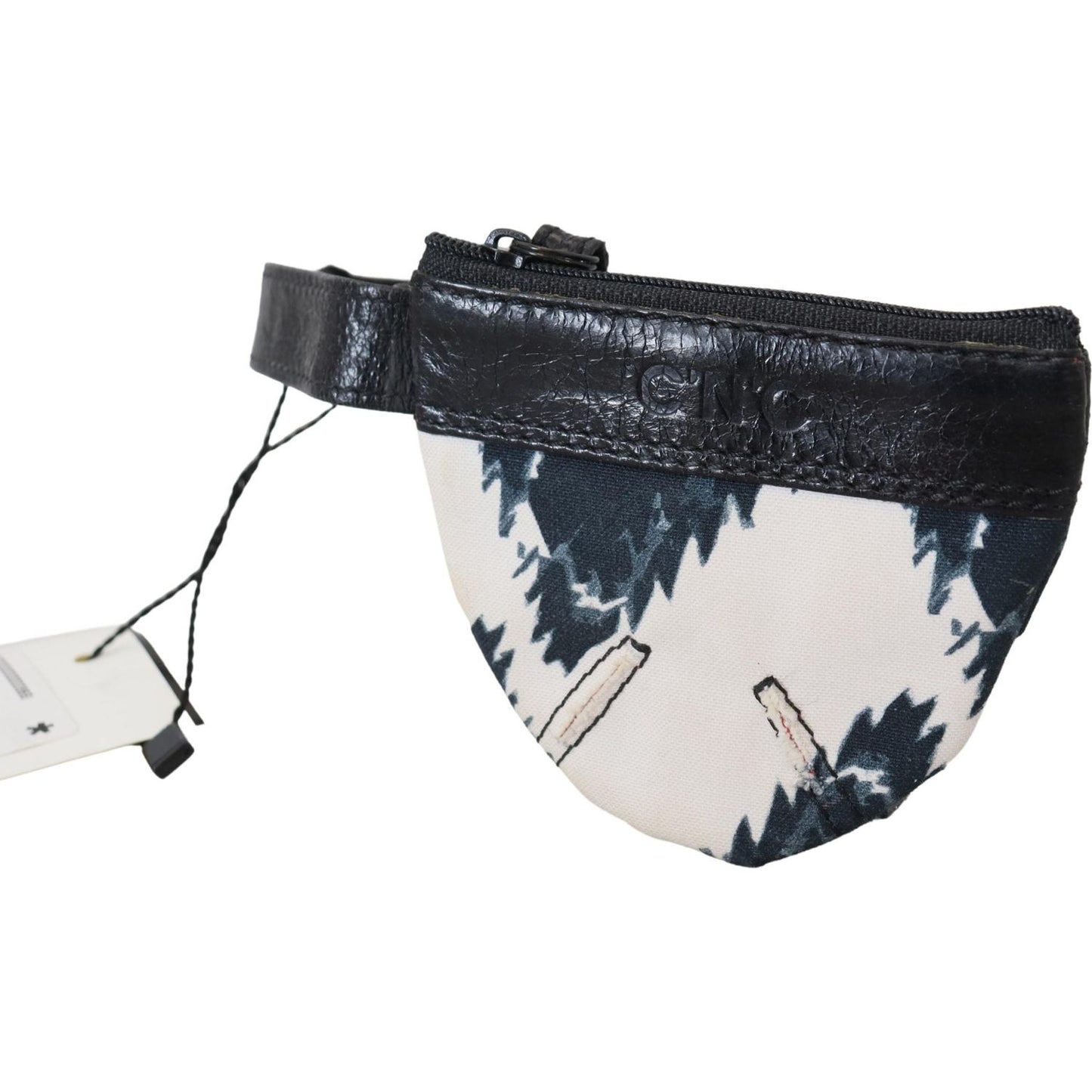 Costume National Chic White Leather Coin Purse with Strap Costume National Light Gray