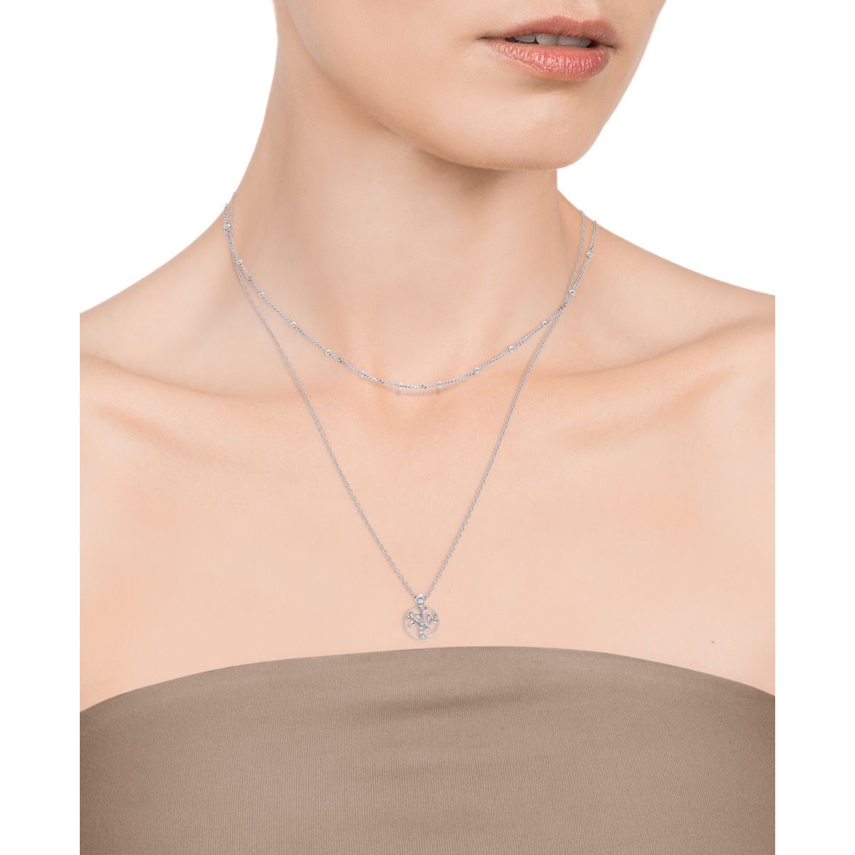 VICEROY JEWELS Mod. 4104C000-38 necklace featuring silver 925° material, displayed on a model, designed for women, in elegant double strand style.