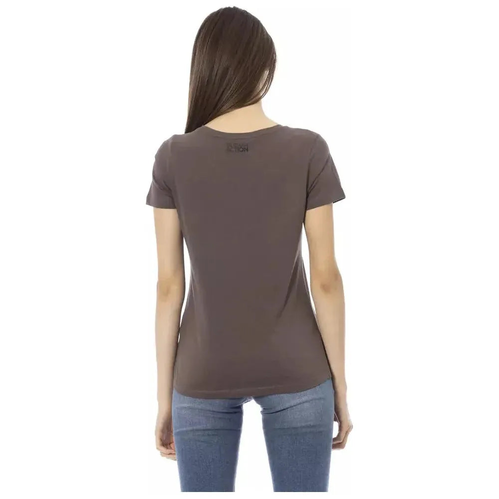 Trussardi Action Brown Cotton Women T-Shirt Trussardi Action Dim Gray