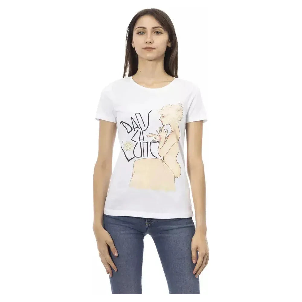 Trussardi Action White Cotton Women T-Shirt Trussardi Action Light Gray