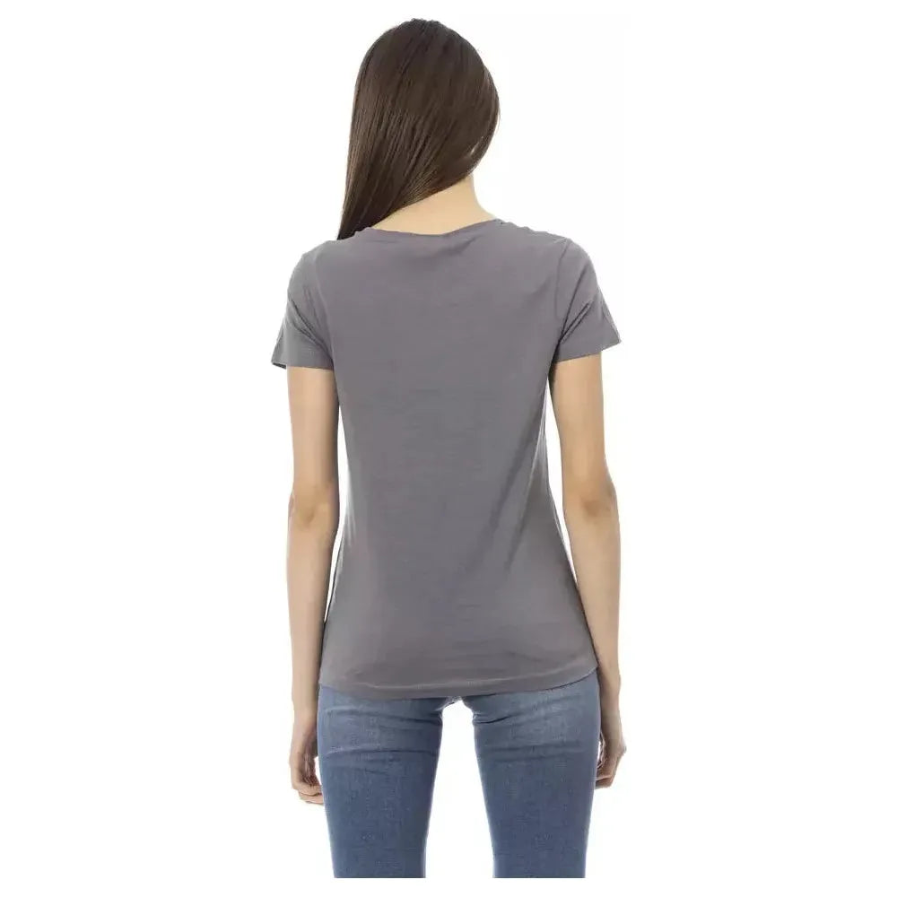 Trussardi Action Gray Cotton Women T-Shirt Trussardi Action Dim Gray