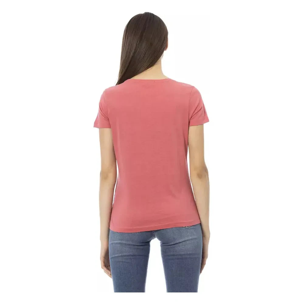 Trussardi Action Chic Fuchsia Short Sleeve Fashion Tee Trussardi Action Rosy Brown
