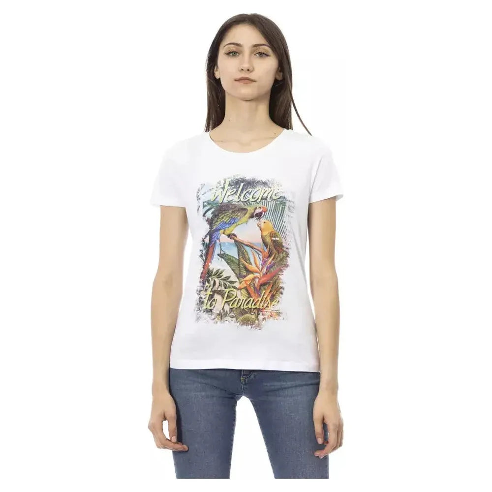 Trussardi Action White Cotton Women T-Shirt Trussardi Action Light Gray