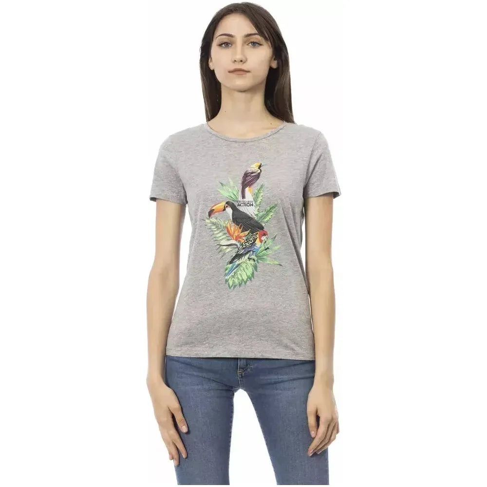 Trussardi Action Gray Cotton Women T-Shirt Trussardi Action Dark Gray