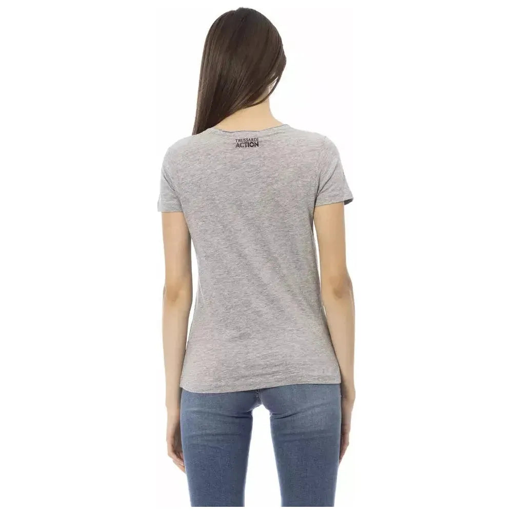 Trussardi Action Gray Cotton Women T-Shirt Trussardi Action Dark Gray