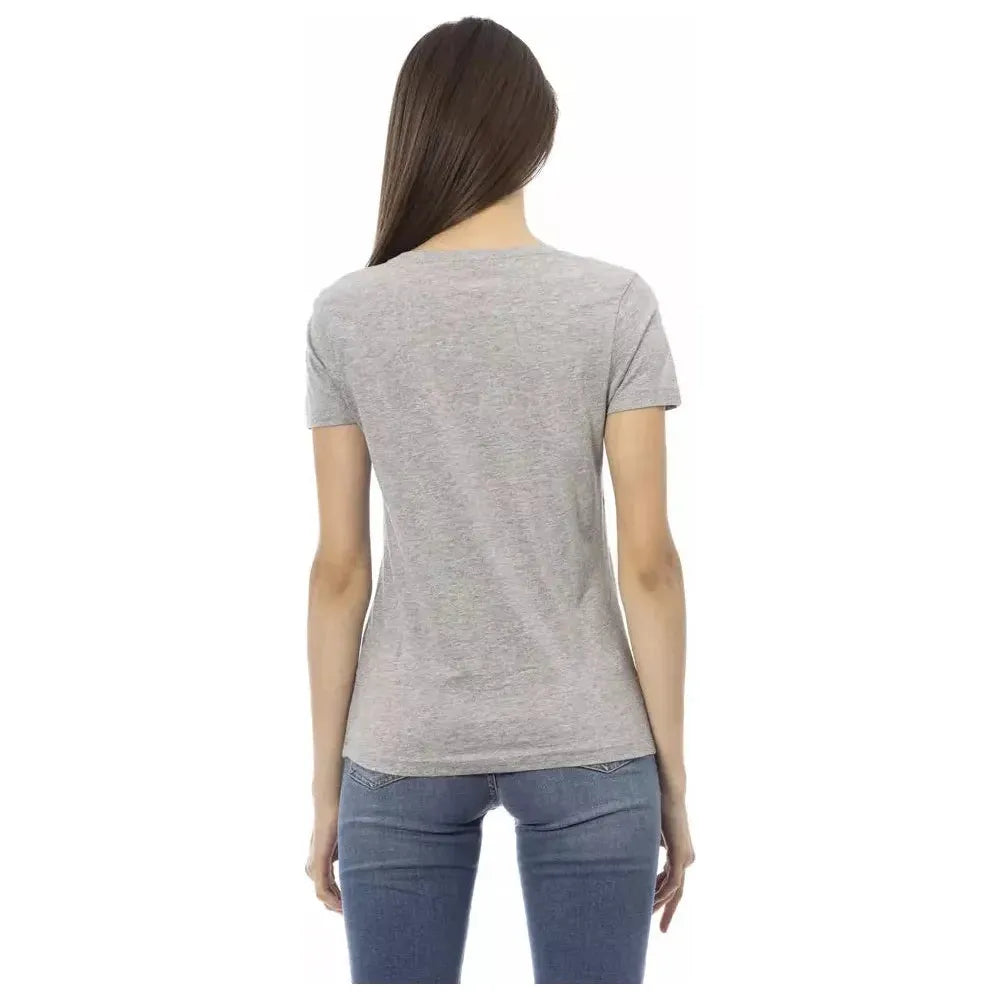Trussardi Action Gray Cotton Women T-Shirt Trussardi Action Dark Gray