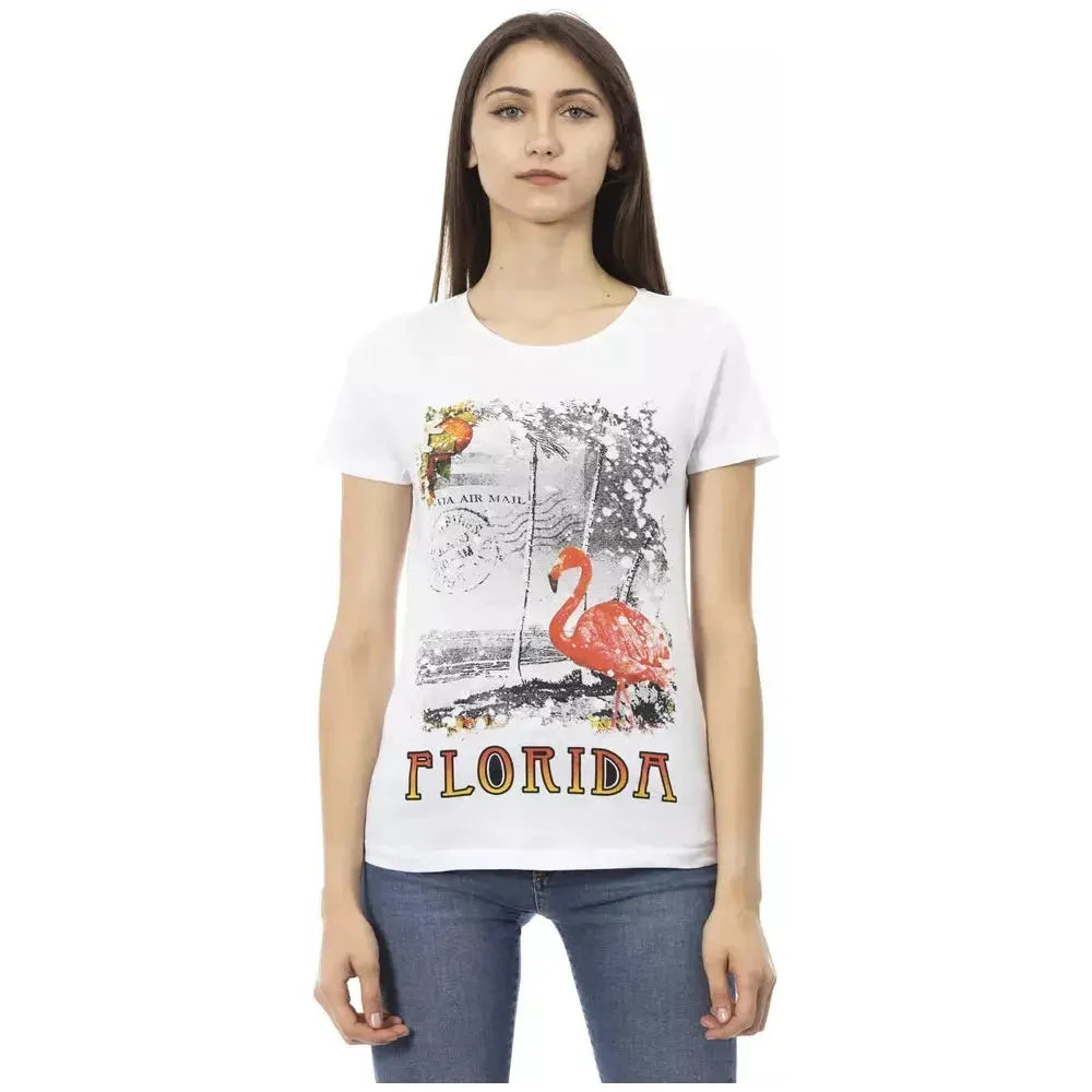 Trussardi Action White Cotton Women T-Shirt Trussardi Action Light Gray