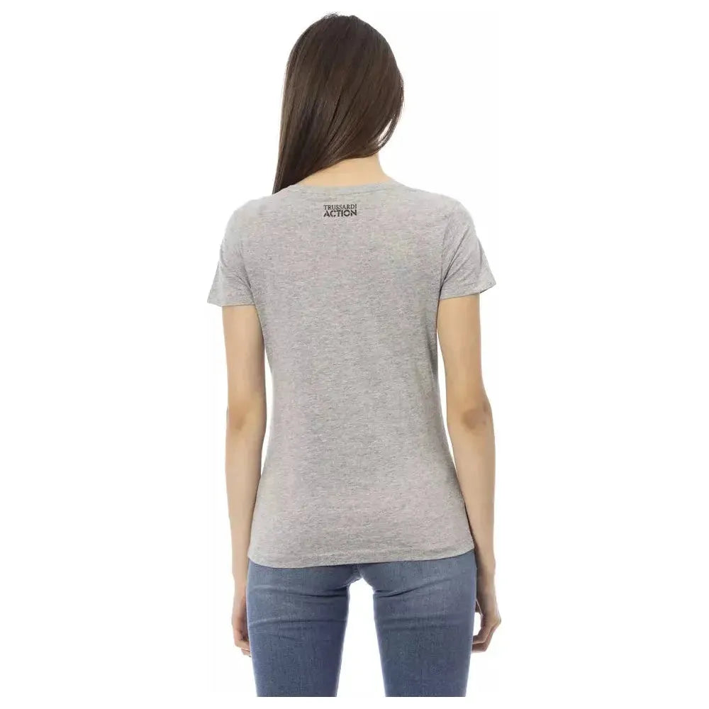 Trussardi Action Gray Cotton Women T-Shirt Trussardi Action Gray