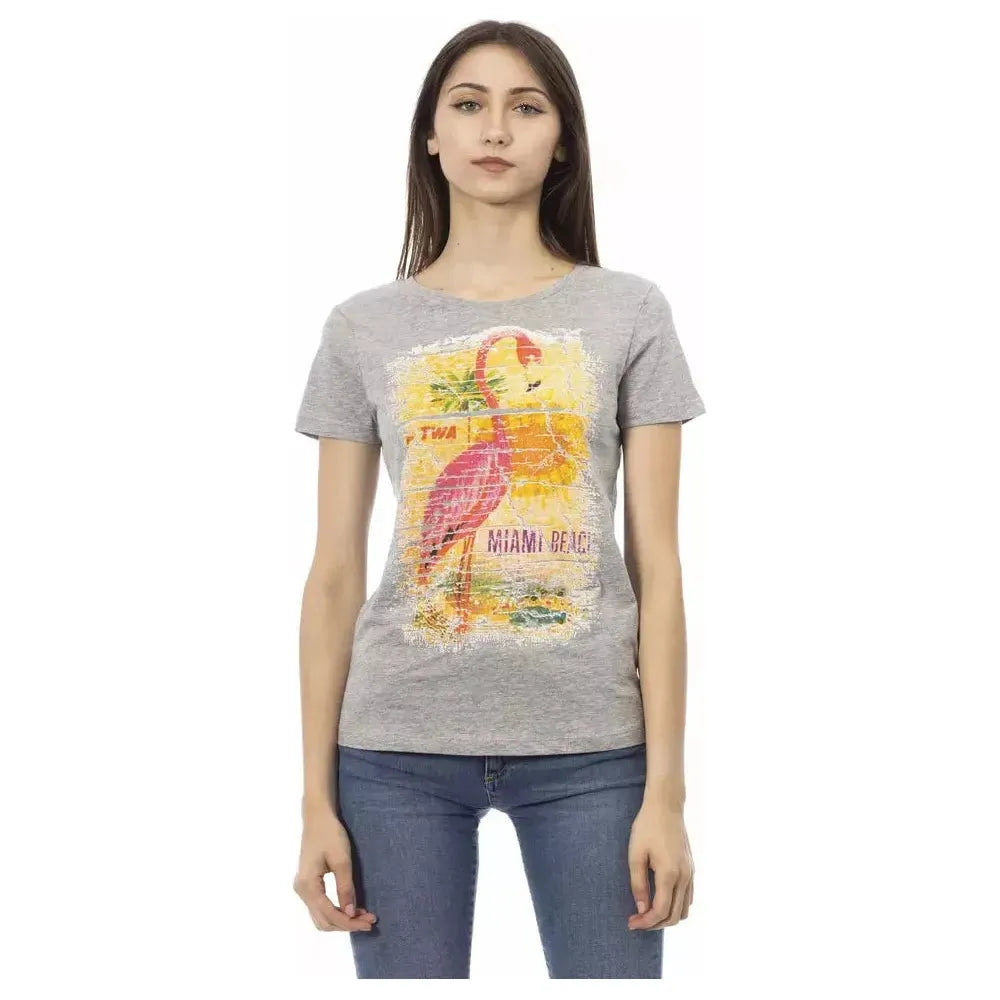 Trussardi Action Gray Cotton Women T-Shirt Trussardi Action Tan