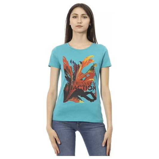 Trussardi Action Light Blue Cotton Women T-Shirt