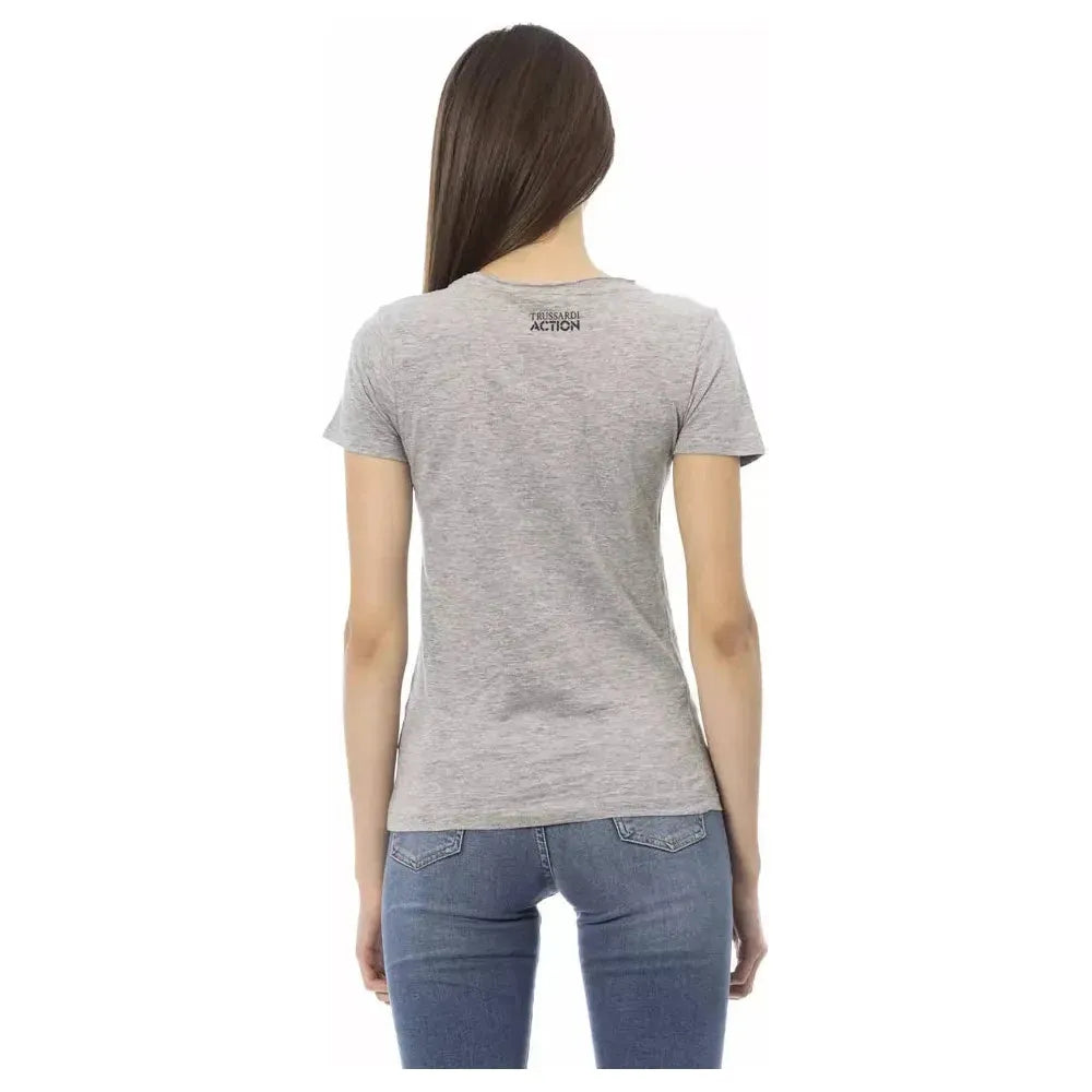 Trussardi Action Gray Cotton Women T-Shirt Trussardi Action Dark Gray