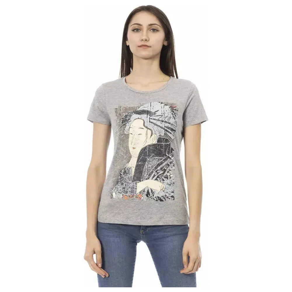Trussardi Action Gray Cotton Women T-Shirt Trussardi Action Dark Gray