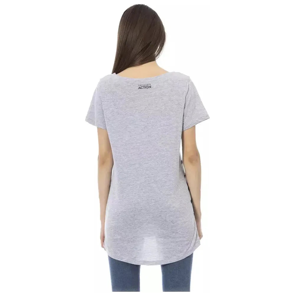 Trussardi Action Gray Cotton Women T-Shirt Trussardi Action Gray