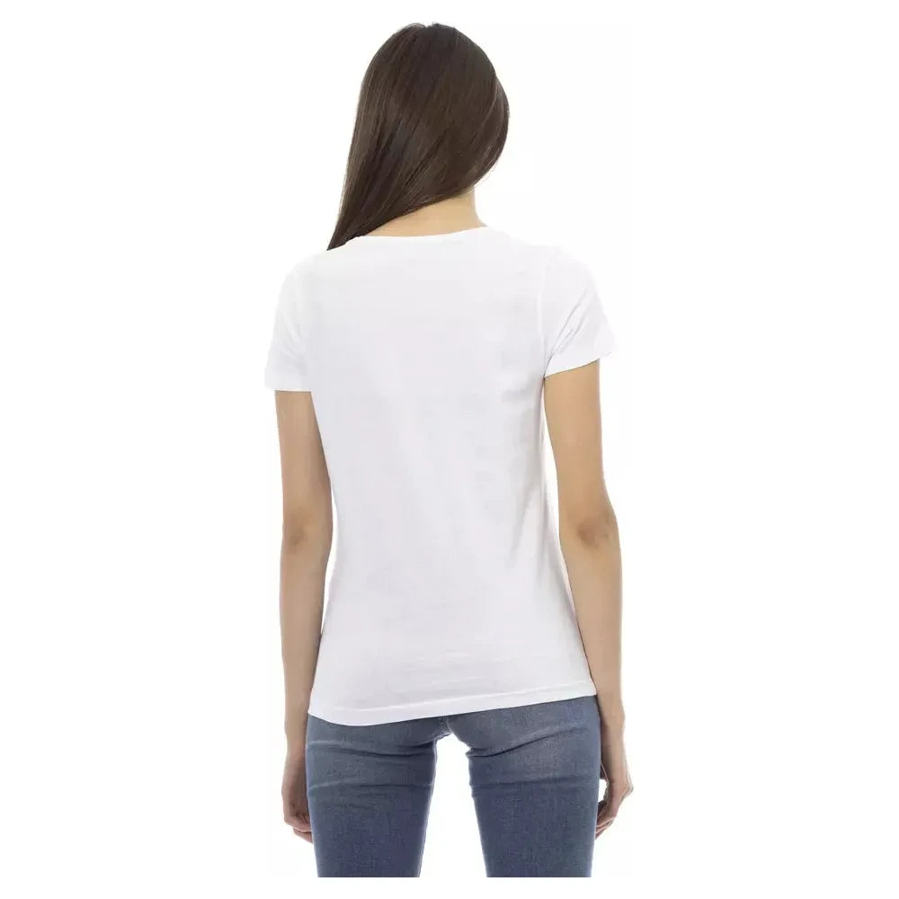 Trussardi Action Chic White Printed Tee: Summer Wardrobe Essential Trussardi Action Dark Slate Gray