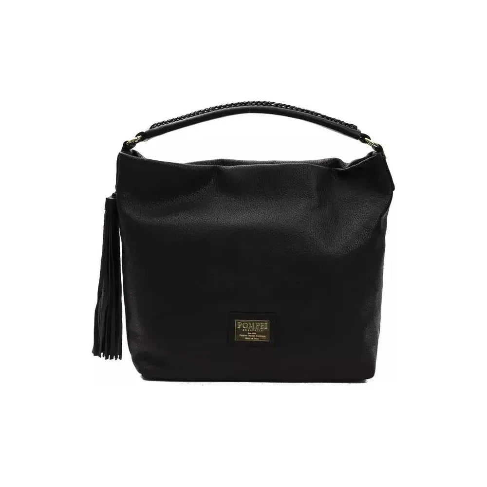 Pompei Donatella Black Leather Women Shoulder Bag PO-5798