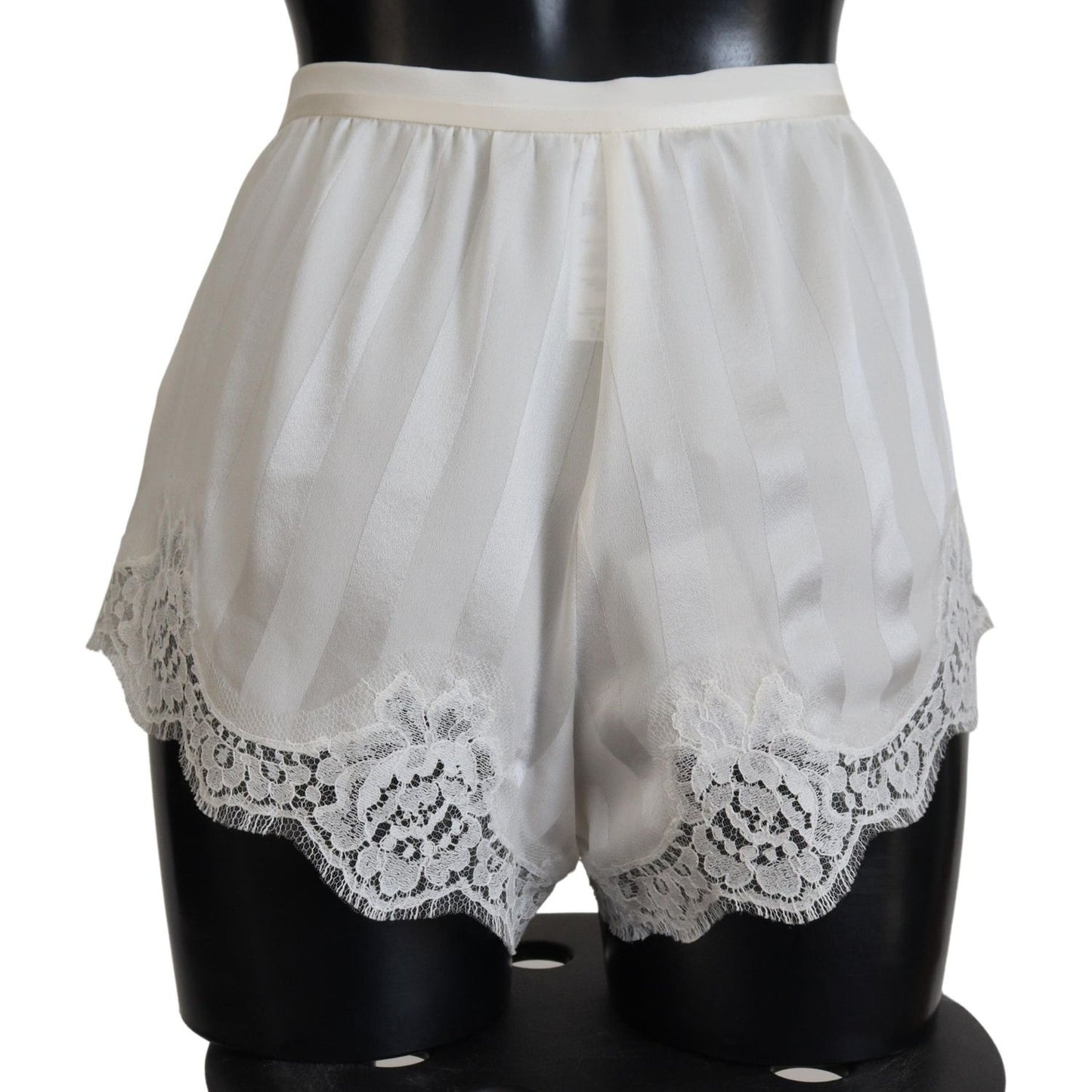 Dolce & Gabbana Elegant White Lace Lingerie Shorts Dolce & Gabbana Gray