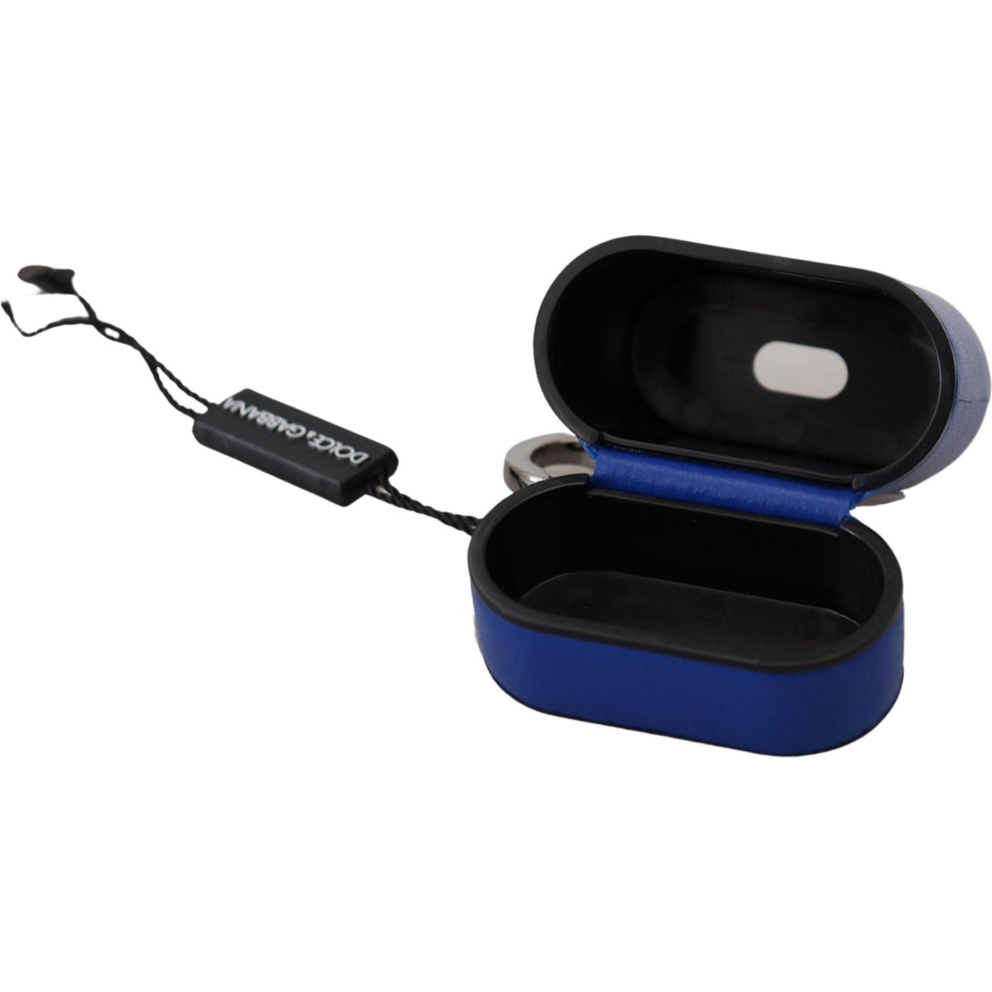 Dolce & Gabbana Elegant Blue Leather Airpods Case Dolce & Gabbana Black