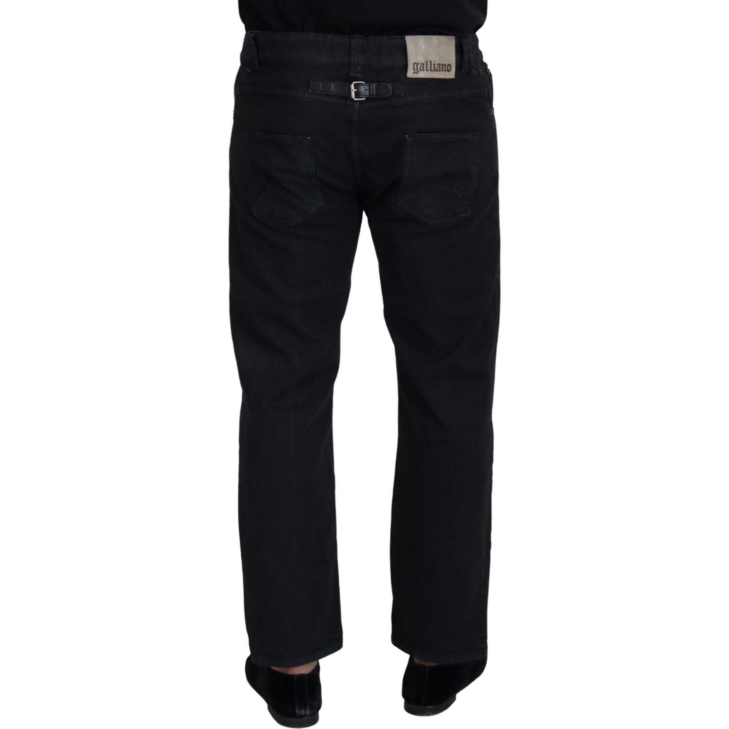 John Galliano Black Cotton Back Buckle Casual Denim Jeans