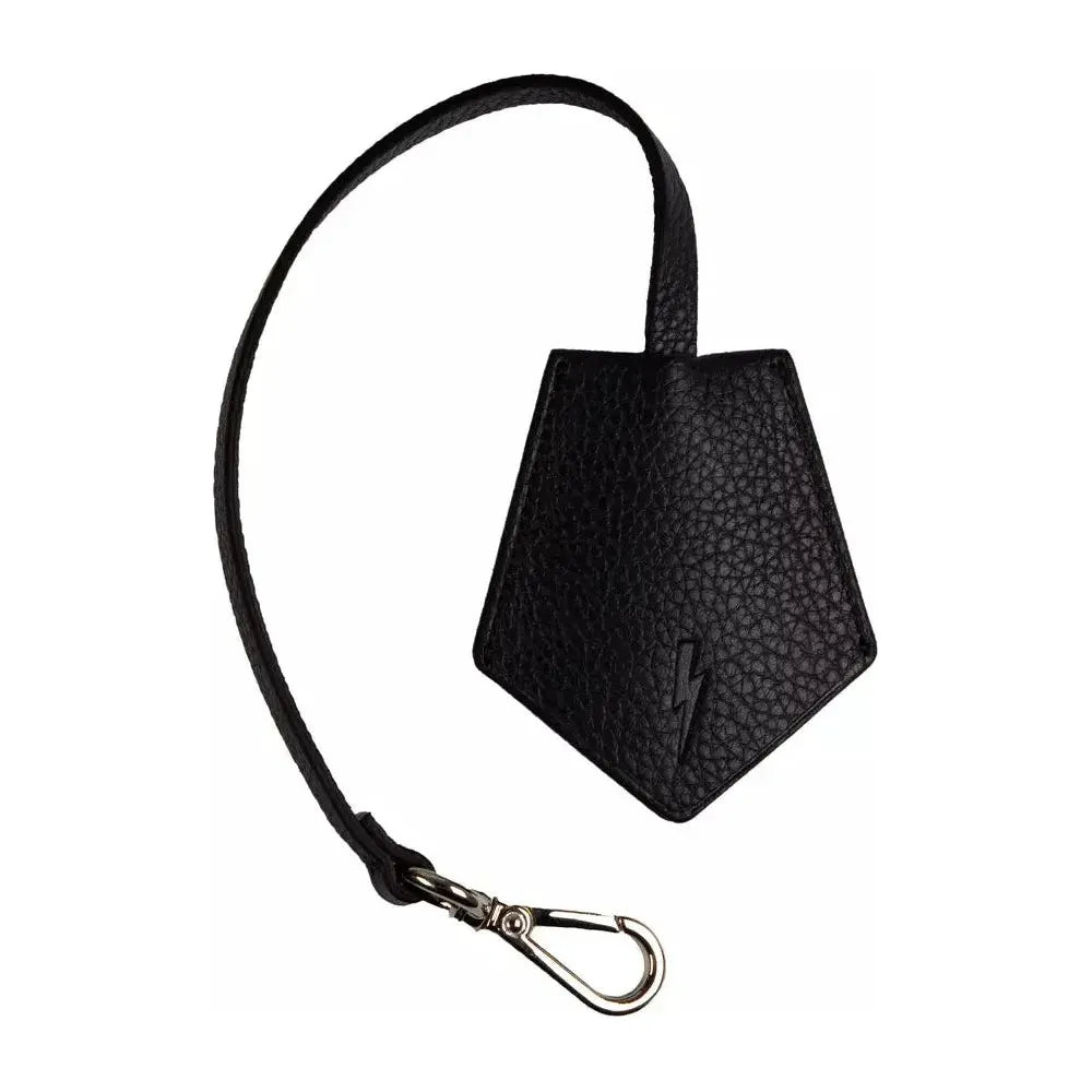 Neil Barrett Black Leather Men Keychain Neil Barrett Black