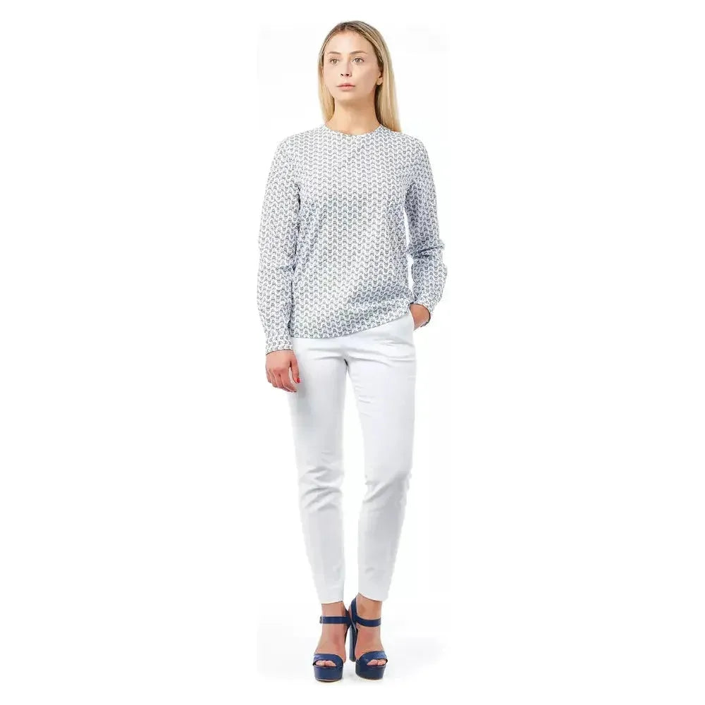 Bagutta White Cotton Women Blouse Bagutta Light Gray
